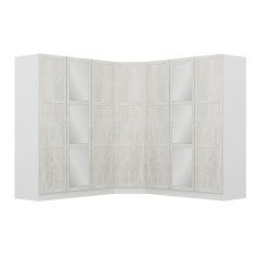 Kale 7 Country Kapaklı Aynalı 4Ç Köşe Dolap -  Eskitme Beyaz