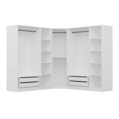 Kale 7 Country Kapaklı Aynalı 4Ç Köşe Dolap -  Eskitme Beyaz