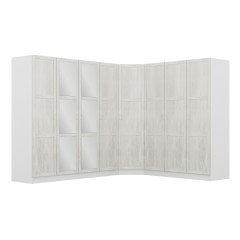 Kale 8 Country Kapaklı Aynalı 4Ç Köşe Dolap -  Eskitme Beyaz