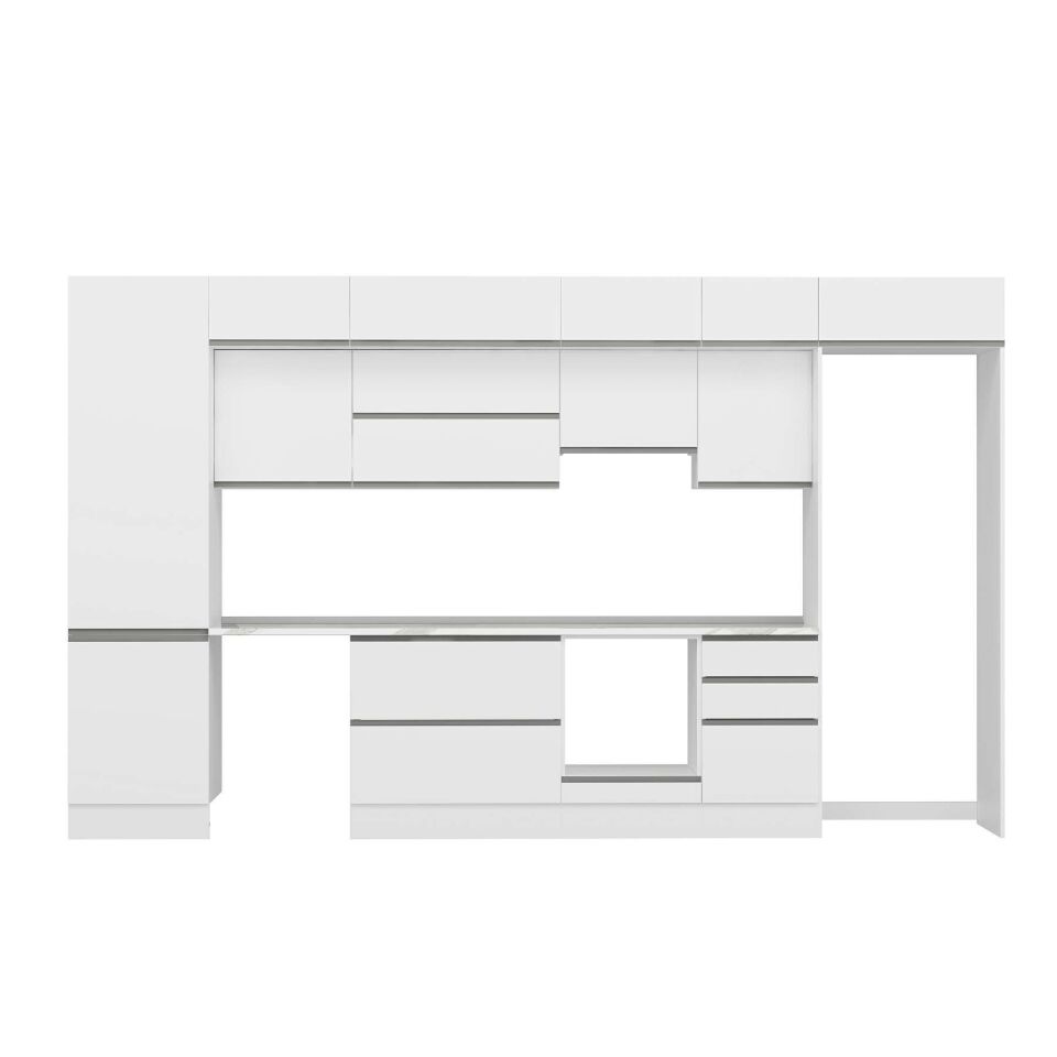 Alvinka 390X240 Cm High Gloss Mutfak Dolabı Mbb-E80B60S50-1 High Gloss | Beyaz - Mdf