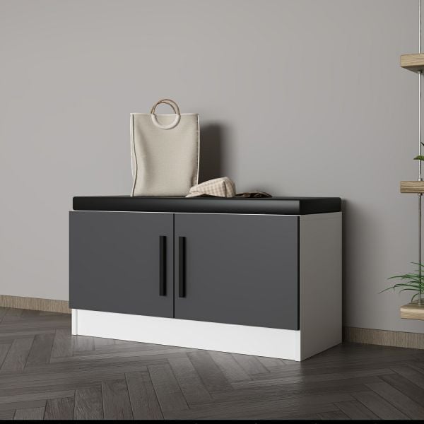 Minar Kale Ayakkabılık Minderli Beyaz Antrasit