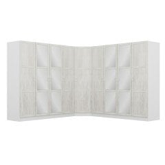 Kale 9 Country Kapaklı Aynalı 4Ç Köşe Dolap -  Eskitme Beyaz