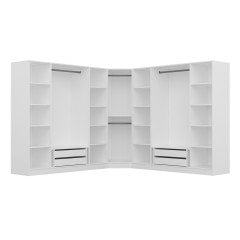 Kale 9 Country Kapaklı Aynalı 4Ç Köşe Dolap -  Eskitme Beyaz