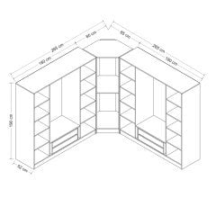 Kale 9 Country Kapaklı Aynalı 4Ç Köşe Dolap -  Eskitme Beyaz