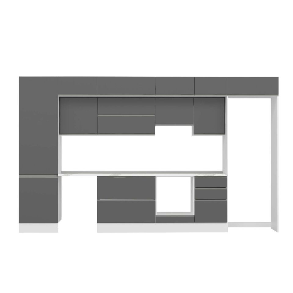 Alvinka 390X240 Cm High Gloss Mutfak Dolabı Mbb-E80B60S50-1 High Gloss | Antrasit - Suntalam