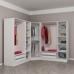 Kale 7 Kapaklı Aynalı 4Ç Köşe Dolap - Dore