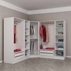 Kale 7 Kapaklı Aynalı 4Ç Köşe Dolap - Dore