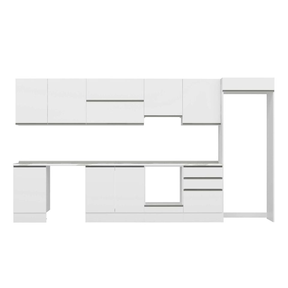 Alvinka 390X222 Cm High Gloss Mutfak Dolabı Mb-E80S50S60-1 High Gloss | Beyaz - Mdf