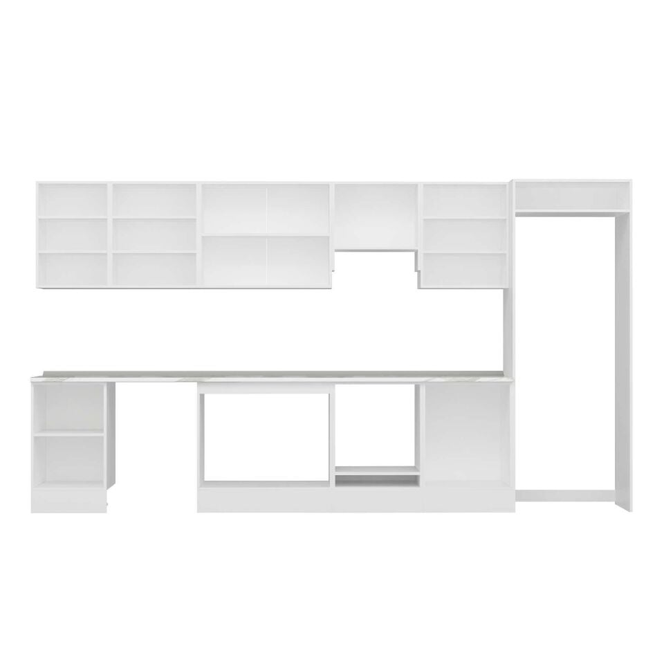 Alvinka 390X222 Cm High Gloss Mutfak Dolabı Mb-E80S50S60-1 High Gloss | Beyaz - Mdf