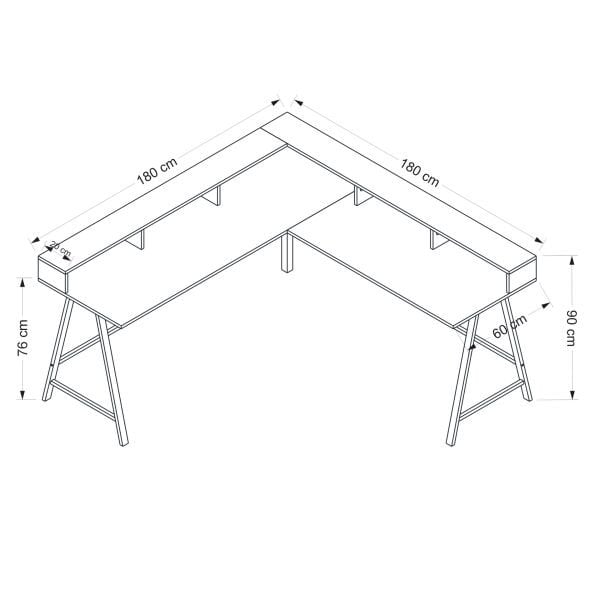 Team Monitör Raflı L Köşe Çalışma Masası - Dore