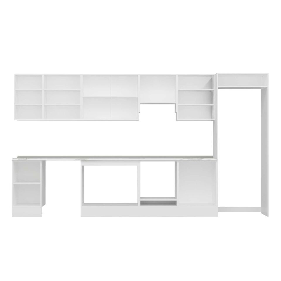 Alvinka 395X222 Cm Klasik Mebran Mutfak Dolabı Mb-E90S45S60-1 Mebran | Kumtaşı - Mdf