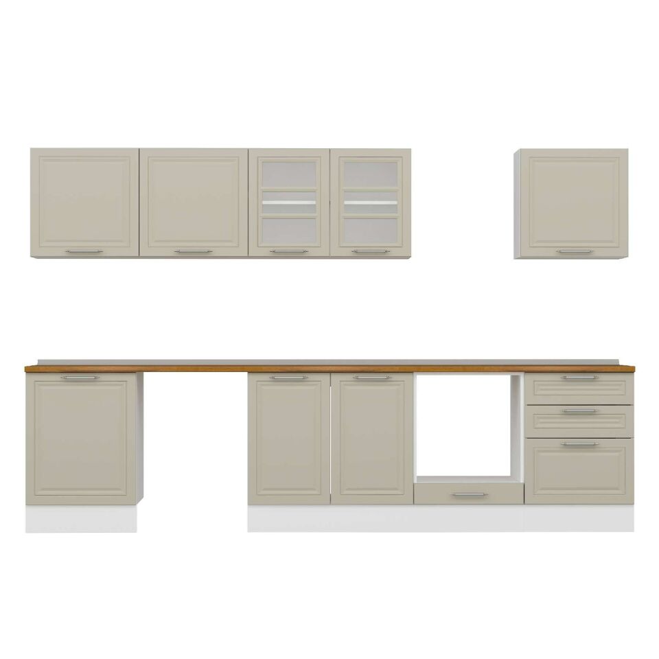 Alvinka 330X210 Cm Klasik Mebran Mutfak Dolabı M-E90S60S60-3 Mebran | Kumtaşı - Suntalam
