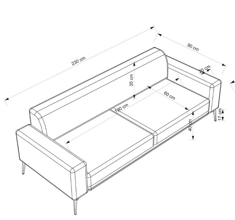 Lux 3'lü Koltuk Krom