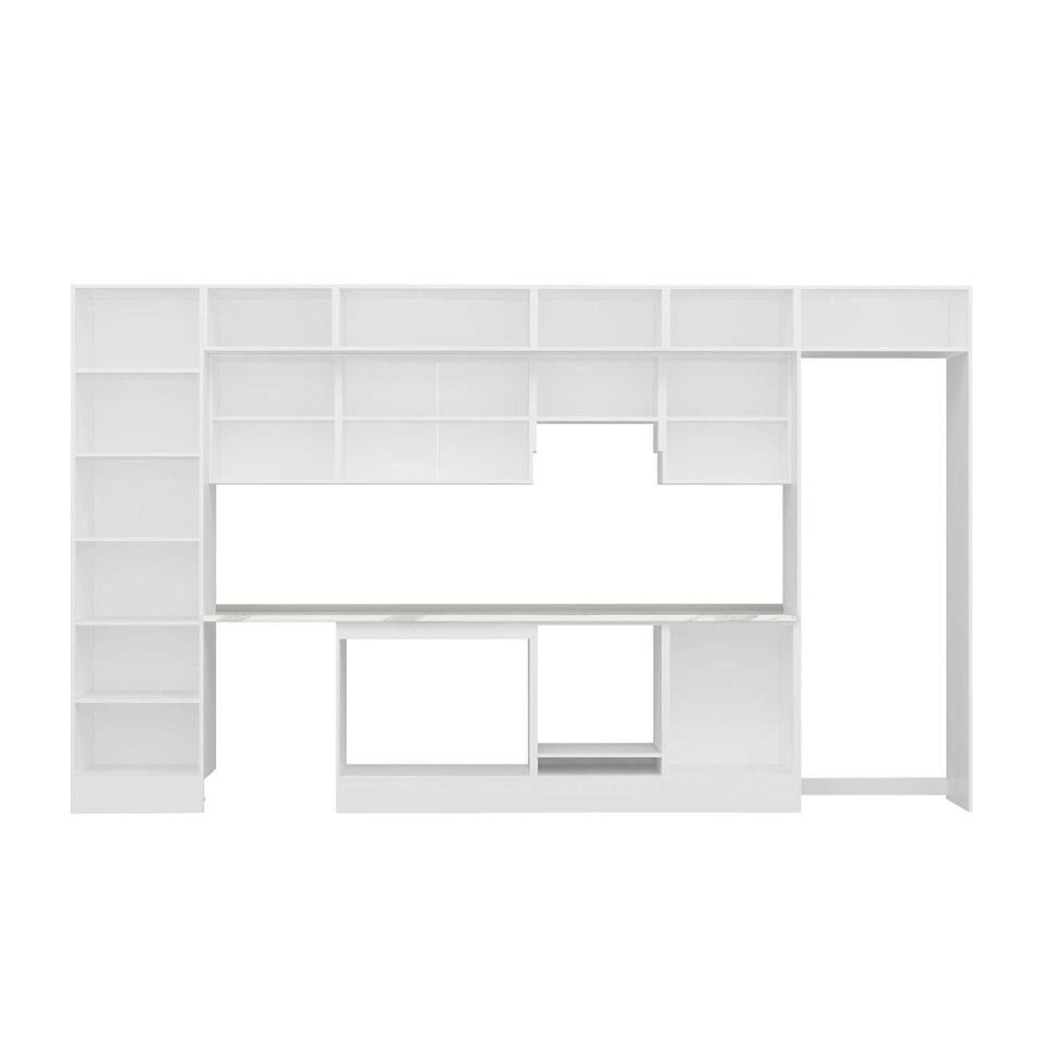 Alvinka 400X240 Cm Klasik Mebran Mutfak Dolabı Mbb-E80B60S60-1 Mebran | Beyaz - Suntalam