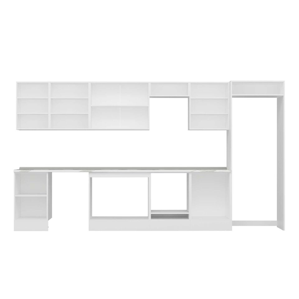 Alvinka 390X222 Cm High Gloss Mutfak Dolabı Mb-E80S50S60-3 High Gloss | Beyaz - Suntalam