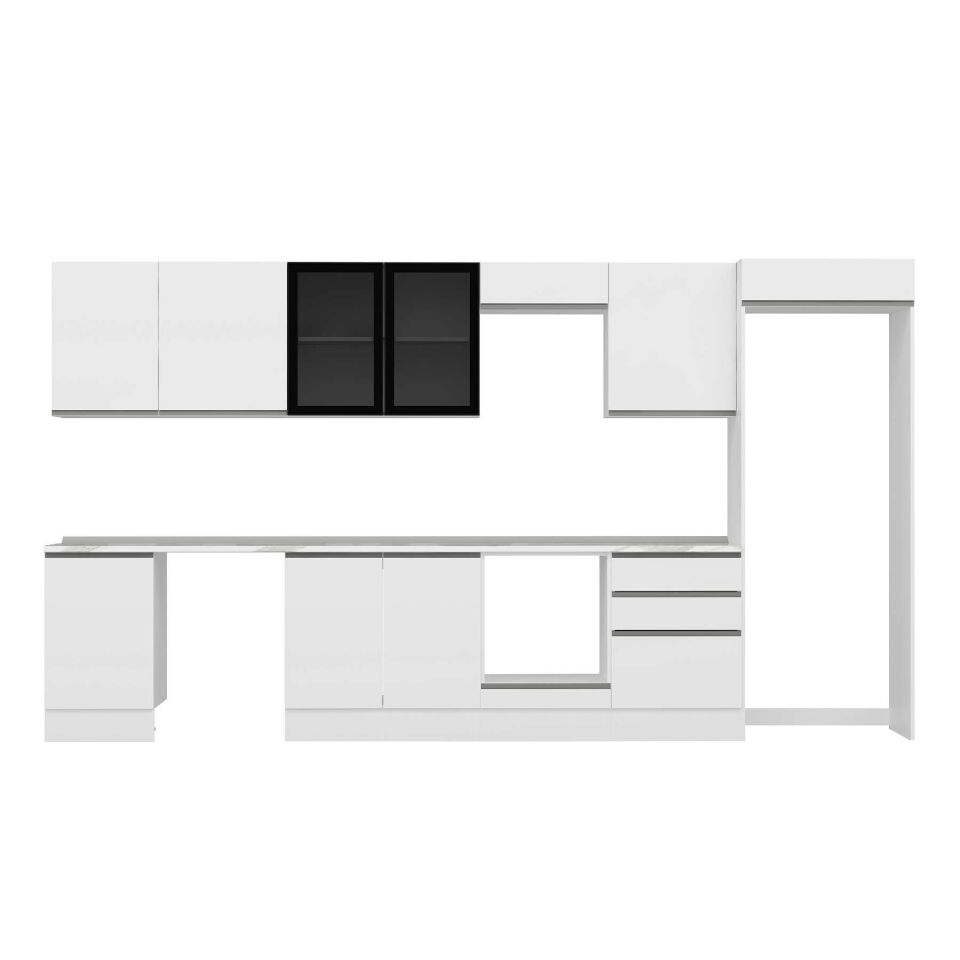 Alvinka 390X222 Cm High Gloss Mutfak Dolabı Mb-E80S50S60-3 High Gloss | Beyaz - Mdf