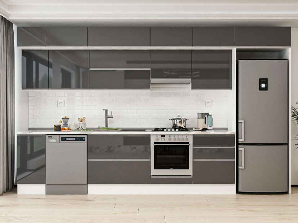 Alvinka 390X240 Cm High Gloss Mutfak Dolabı Mb-E90S40S60-1