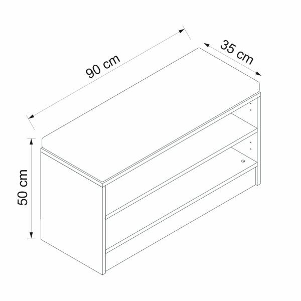 Minar Kale Ayakkabılık Minderli Beyaz Eskitme Beyaz
