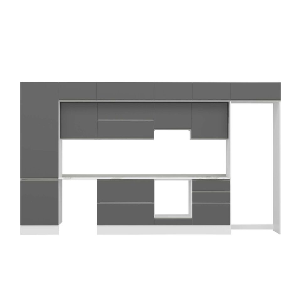 Alvinka 400X240 Cm High Gloss Mutfak Dolabı Mbb-E80B60S60-1 High Gloss | Antrasit - Suntalam