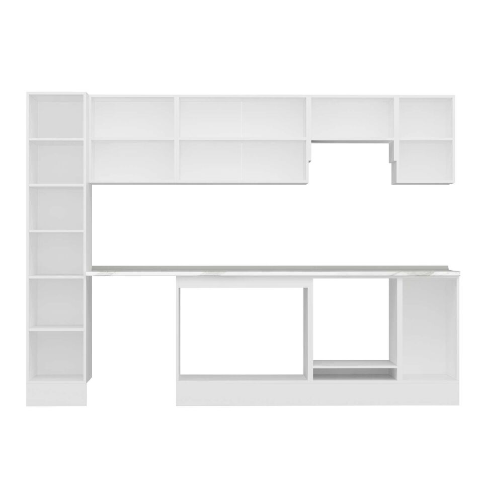 Alvinka 290X210 Cm Klasik Mebran Mutfak Dolabı Mb-E90B40S40-1 Mebran | Kumtaşı - Mdf