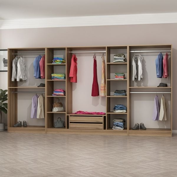 Kale 8 Füme Cam Kapaklı 2Ç Dolap Dore Füme Cam