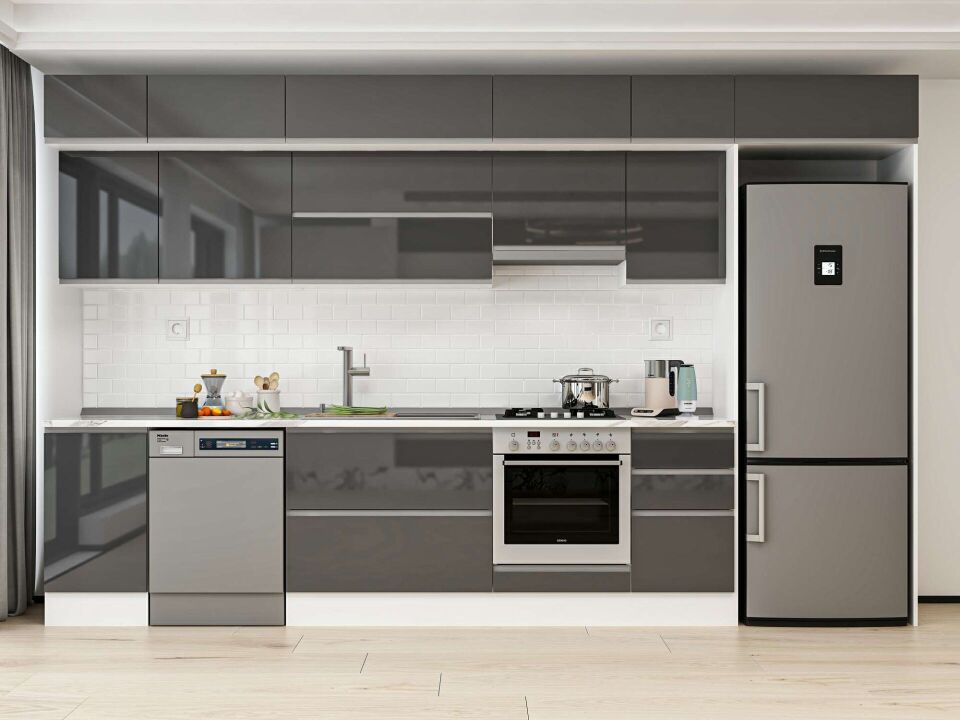 Alvinka 380X240 Cm High Gloss Mutfak Dolabı Mb-E90S45S45-1
