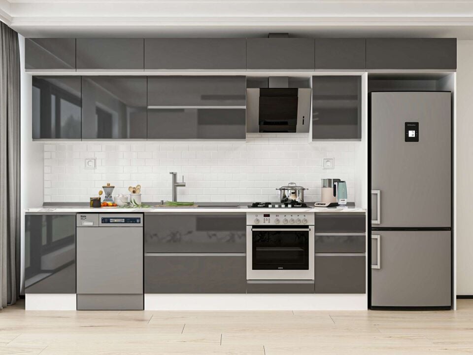 Alvinka 380X240 Cm High Gloss Mutfak Dolabı Mb-E90S45S45-2