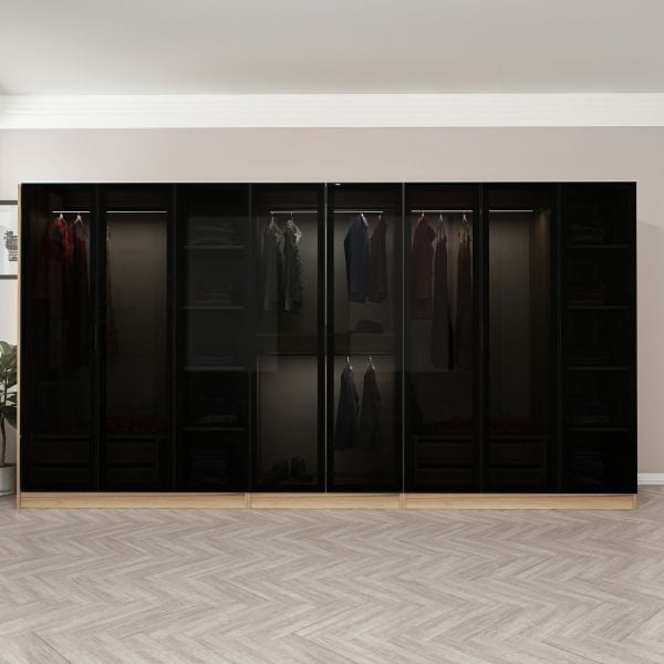 Kale 8 Füme Cam Kapaklı 4Ç Dolap Dore Füme Cam