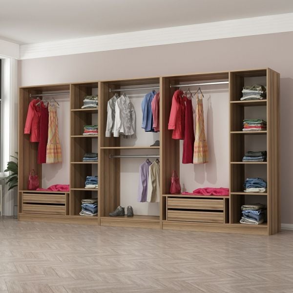 Kale 8 Füme Cam Kapaklı 4Ç Dolap Dore Füme Cam