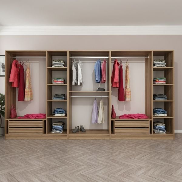 Kale 8 Füme Cam Kapaklı 4Ç Dolap Dore Füme Cam