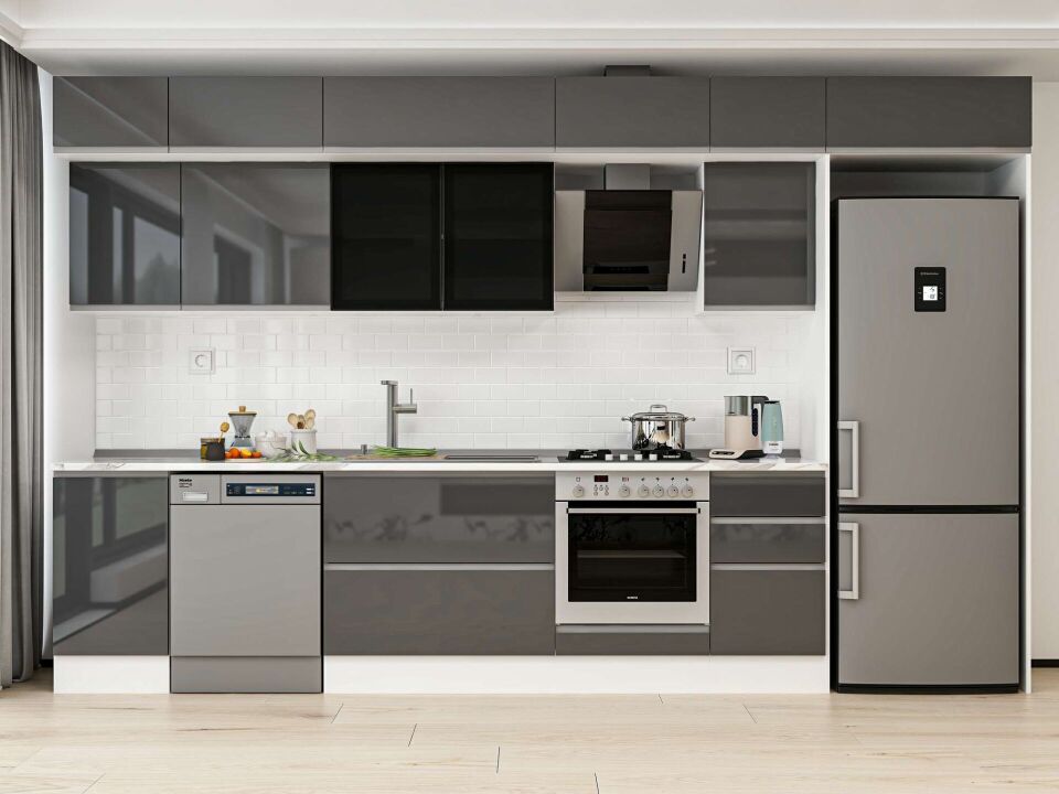 Alvinka 380X240 Cm High Gloss Mutfak Dolabı Mb-E90S45S45-3