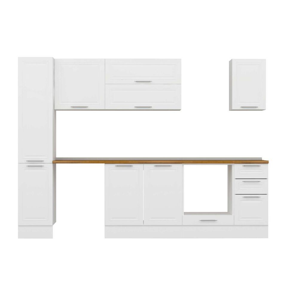 Alvinka 290X210 Cm Klasik Mebran Mutfak Dolabı Mb-E90B40S40-2 Mebran | Beyaz - Mdf