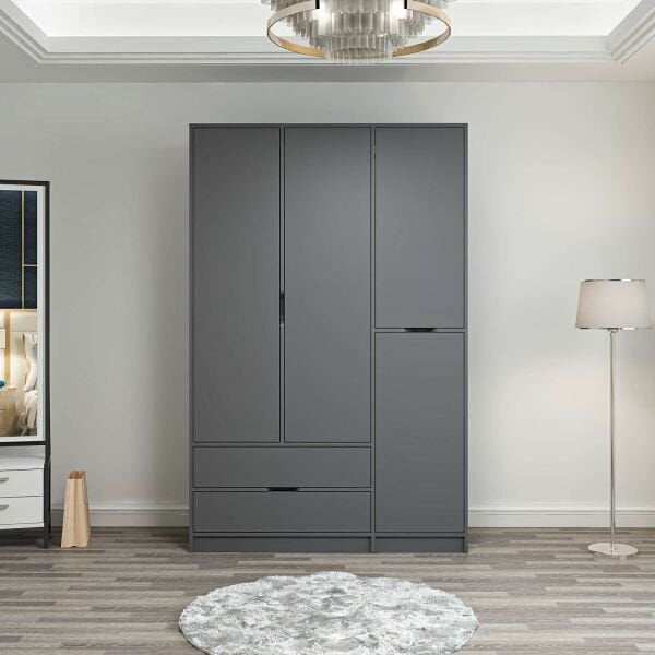 Elina 3 Kapaklı Dolap - Antrasit/Antrasit