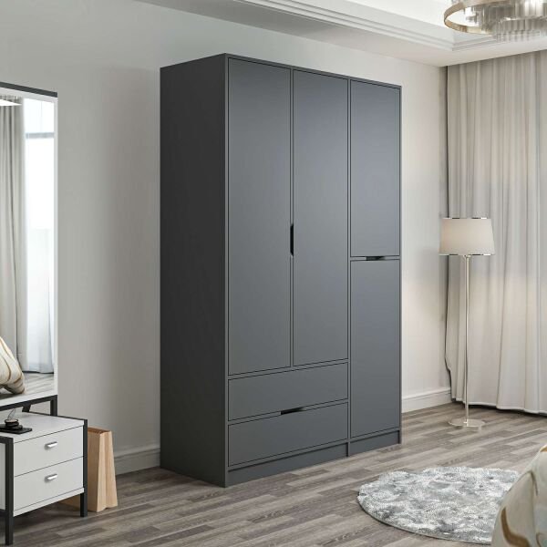 Elina 3 Kapaklı Dolap - Antrasit/Antrasit