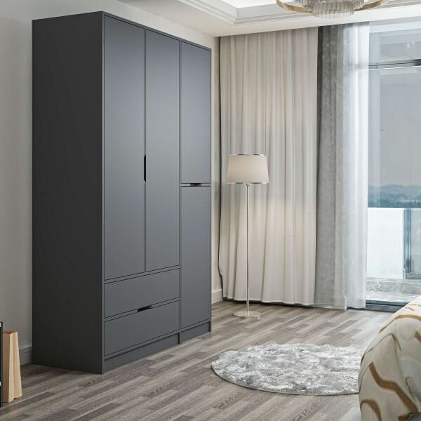 Elina 3 Kapaklı Dolap - Antrasit/Antrasit