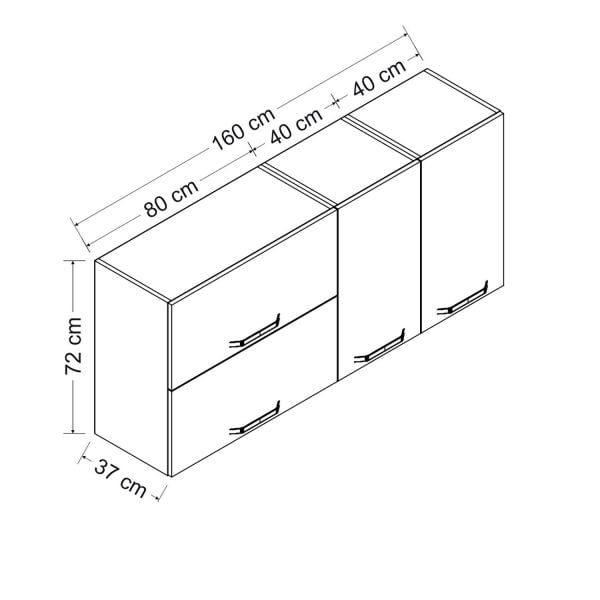Minar 160 Cm Mutfak Dolabı Beyaz 160-B2-Üst Modül