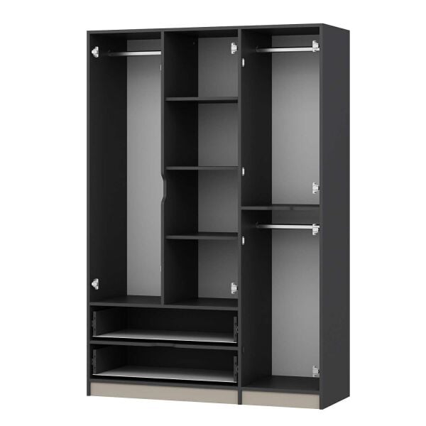 Elina 3 Kapaklı Dolap - Antrasit/Kumtaşı