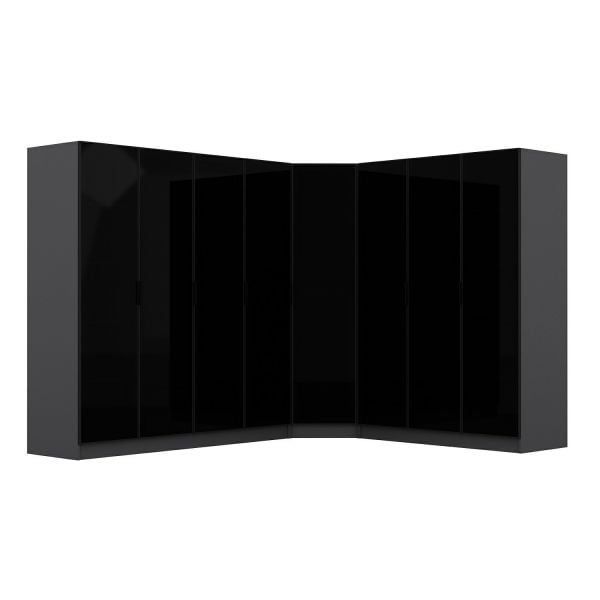 Kale 8 Füme Cam Kapaklı 4Ç Köşe Dolap Antrasit Füme Cam