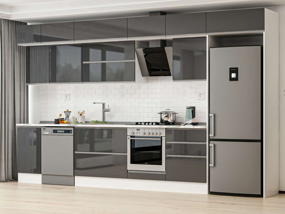 Alvinka 395X240 Cm High Gloss Mutfak Dolabı Mb-E90S45S60-2