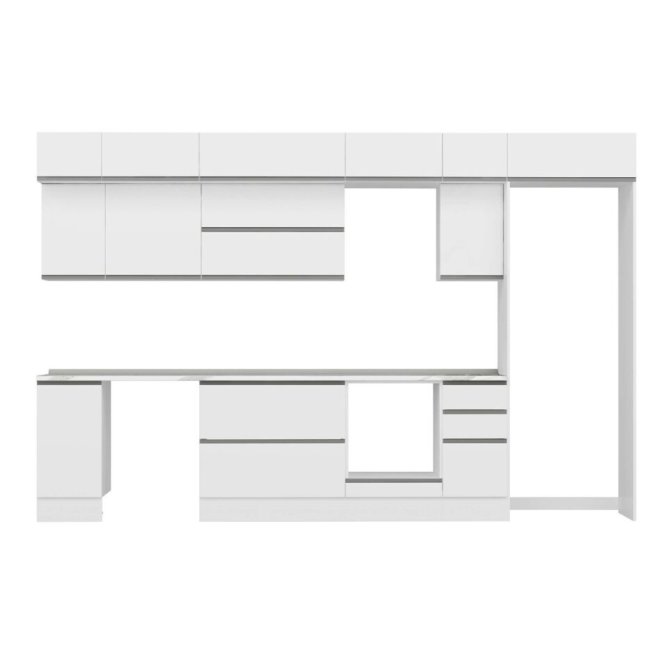 Alvinka 370X240 Cm High Gloss Mutfak Dolabı Mb-E90S40S40-2 High Gloss | Beyaz - Suntalam