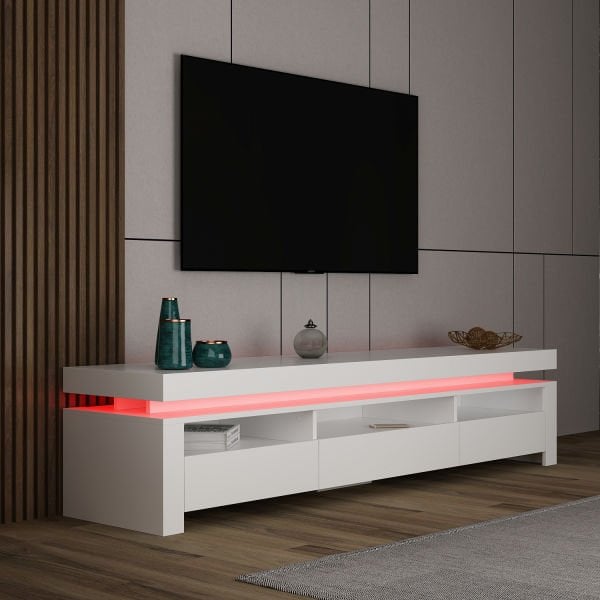 Lenora RGB Led Işıklı Tv Ünitesi - Beyaz