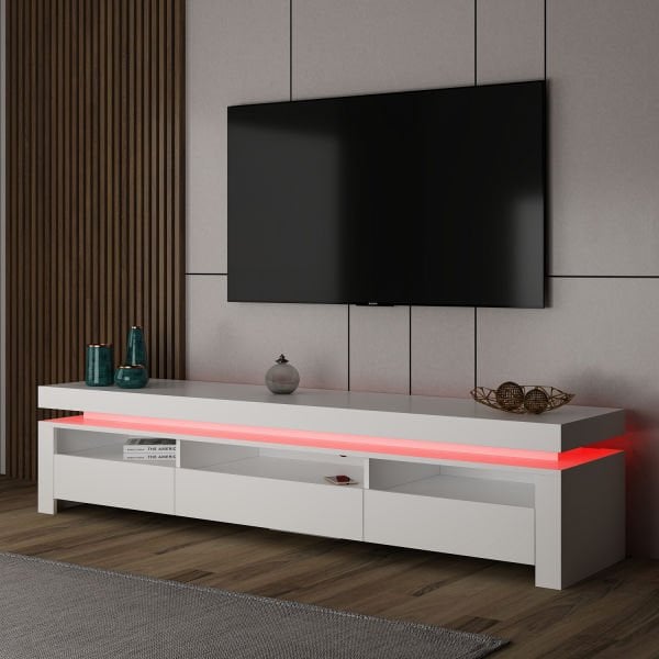 Lenora RGB Led Işıklı Tv Ünitesi - Beyaz