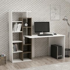 Minar Poly Kitaplıklı Raflı Çalışma Masası Beyaz/İstanbul