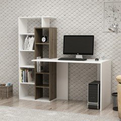 Minar Poly Kitaplıklı Raflı Çalışma Masası Beyaz/İstanbul