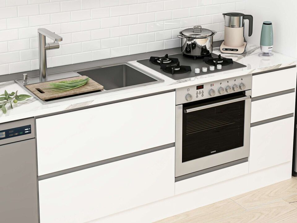 Alvinka 370X240 Cm High Gloss Mutfak Dolabı Mb-E90S40S40-2 High Gloss | Beyaz - Mdf