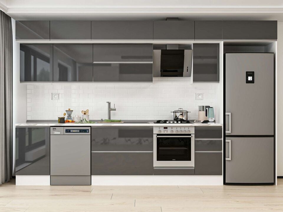 Alvinka 380X240 Cm High Gloss Mutfak Dolabı Mb-E90S50S40-2