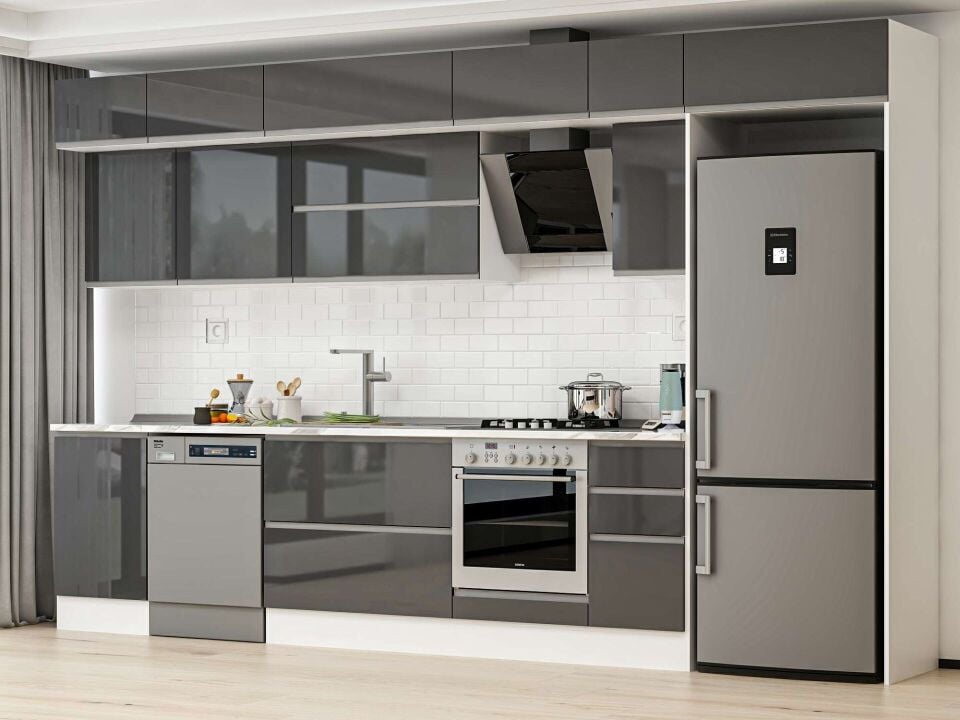 Alvinka 380X240 Cm High Gloss Mutfak Dolabı Mb-E90S50S40-2