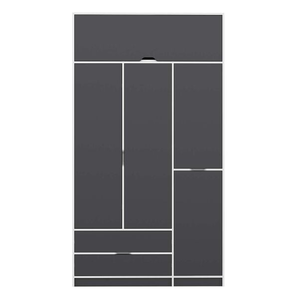 Elina 3 Kapaklı Dolap + Yüklük - Beyaz/Antrasit