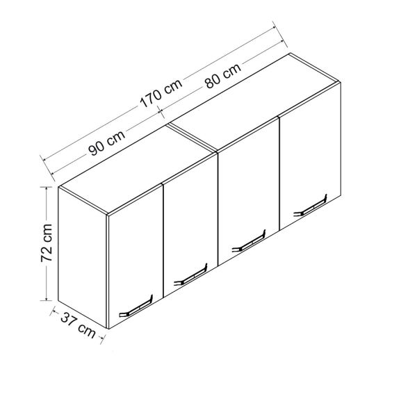 Minar 170 Cm Mutfak Dolabı Beyaz 170-B2-Üst Modül