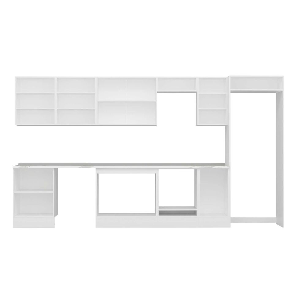 Alvinka 385X222 Cm High Gloss Mutfak Dolabı Mb-E80S60S45-2 High Gloss | Beyaz - Suntalam